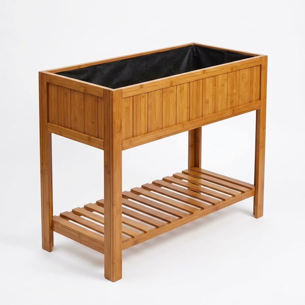 Thornstead bamboo raised garden bed, empty