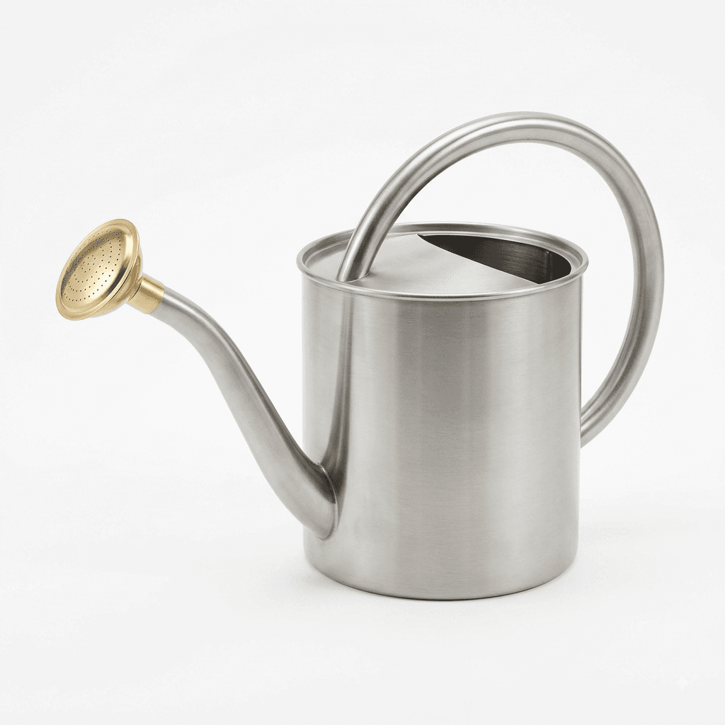 Thornstead 5 litre stainless steel watering can with brass rose